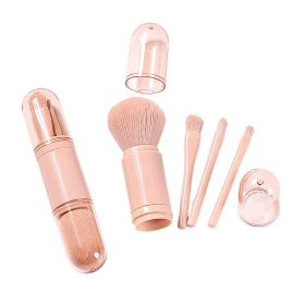 4in1 Portable Makeup Brush Set Beauty Brush (Option: Pink)
